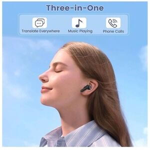 Virans VTrans AI Language Translation Earbuds 150 Languages Bluetooth 5.4 Black